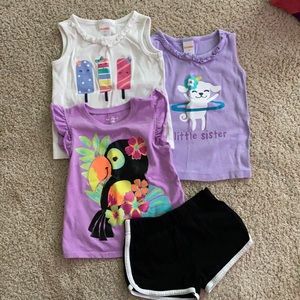 2 Toddler girls Gymboree tanks, 1 2-piece outfit